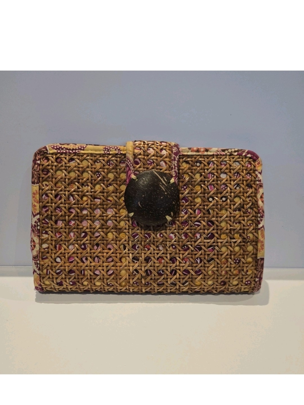 Vera Bradley Women's Tiki Wicker Woven Clutch Purse  Snap Closure Multicolor